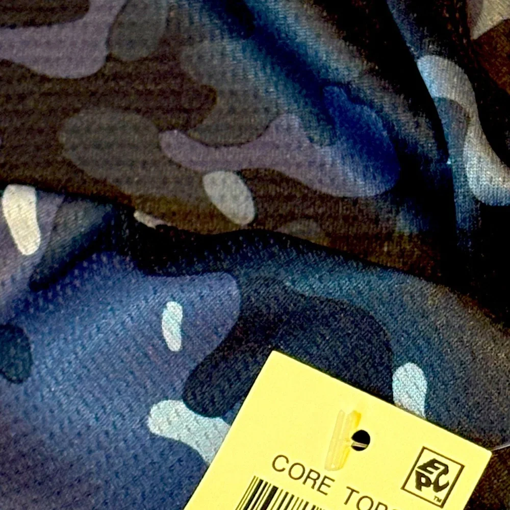 ID Ideology Indigo Sea Blue Camo Athletic Tee Boys Size Large NWT
